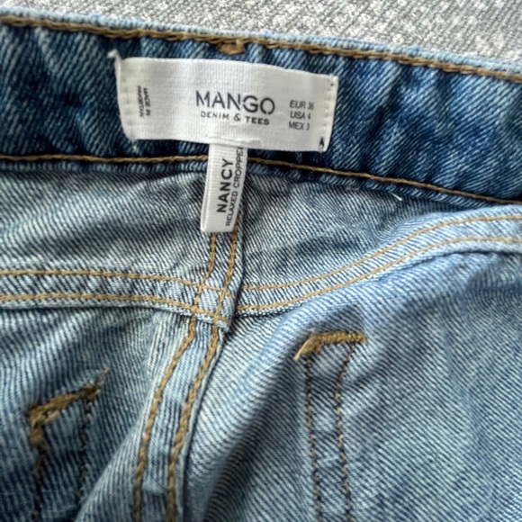 Mango Premium Patchwork Denim Nancy Relaxed Cropped Distressed Jeans Rivets 4 - Picture 11 of 14